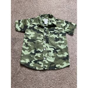 Boy’s Size 5 Alex & Jack Green Camouflage Button-Up Short Sleeve Shirt